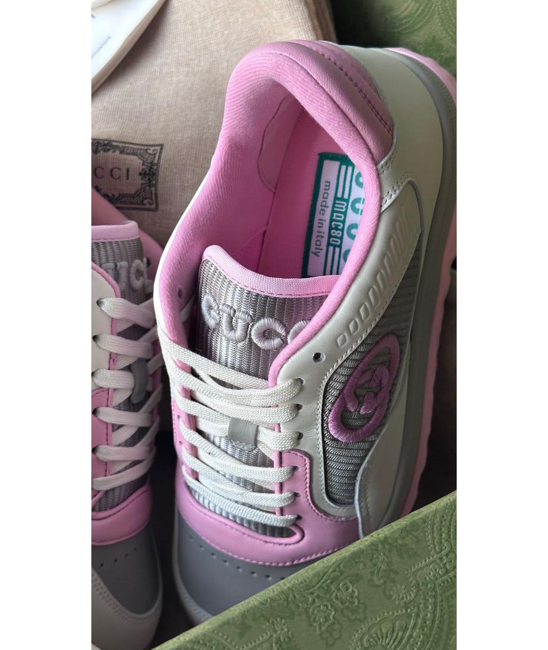 GUCCI Розовые кожаные кеды, фото 6