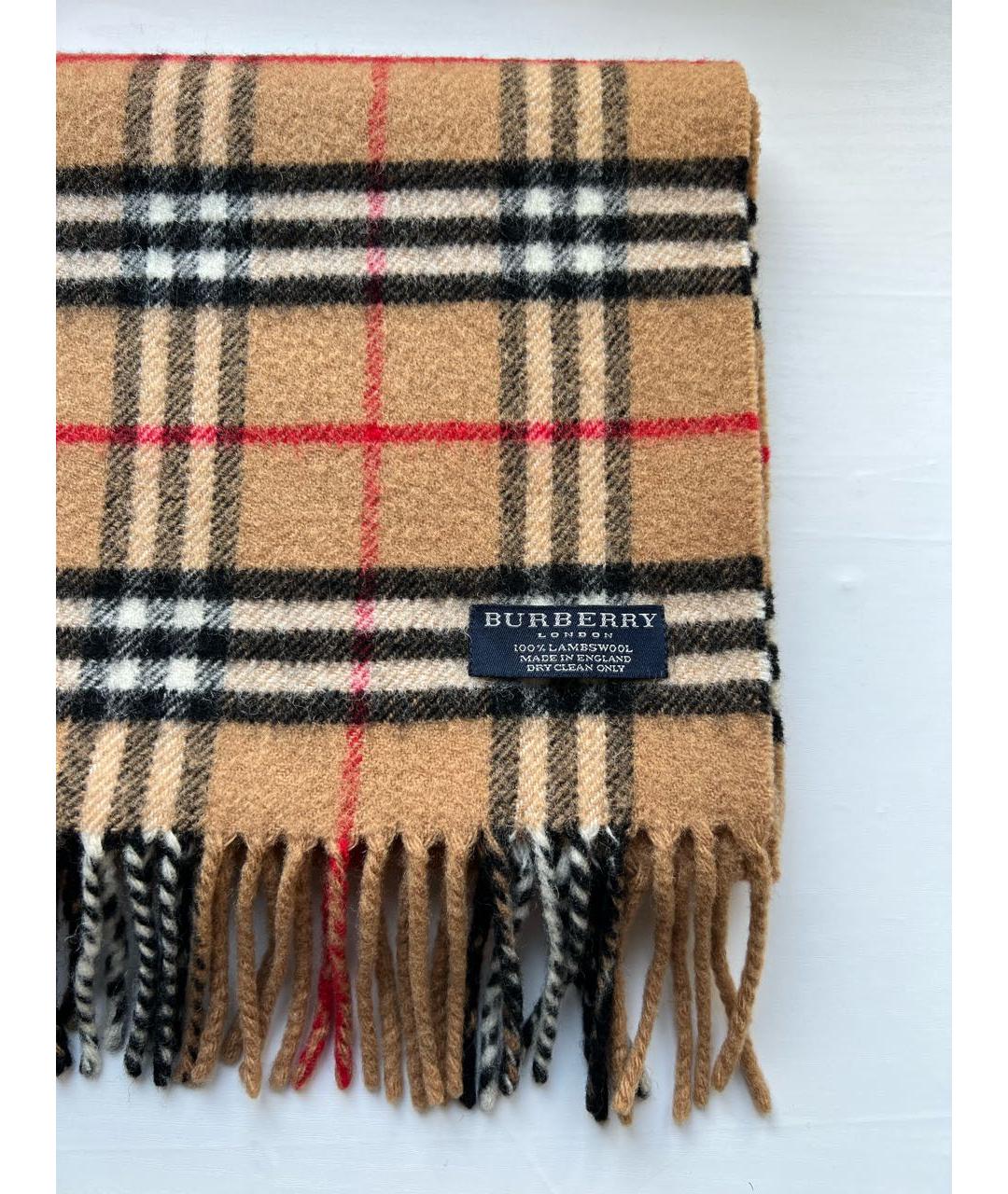 BURBERRY Коричневый шерстяной шарф, фото 5