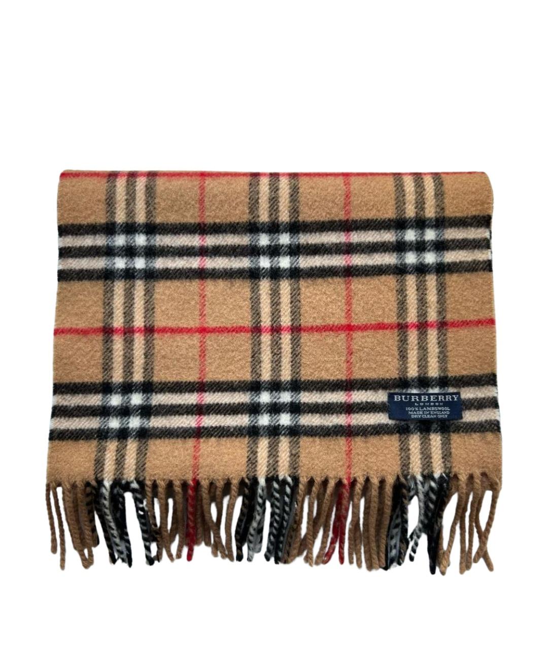 BURBERRY Коричневый шерстяной шарф, фото 1