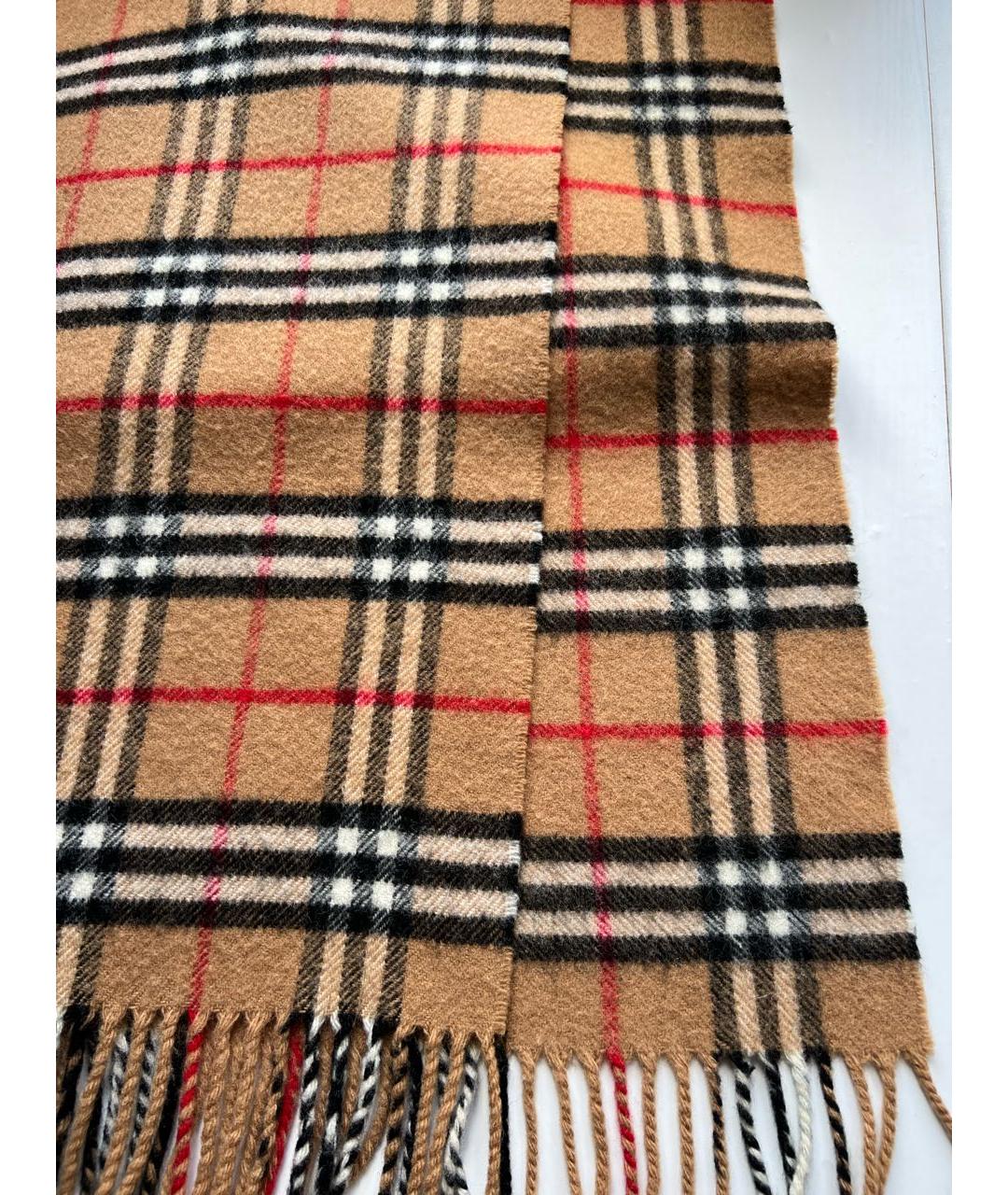 BURBERRY Коричневый шерстяной шарф, фото 6