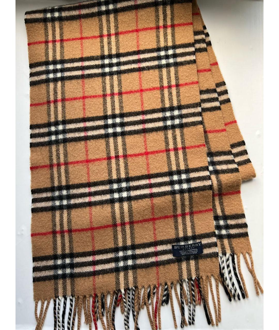 BURBERRY Коричневый шерстяной шарф, фото 3