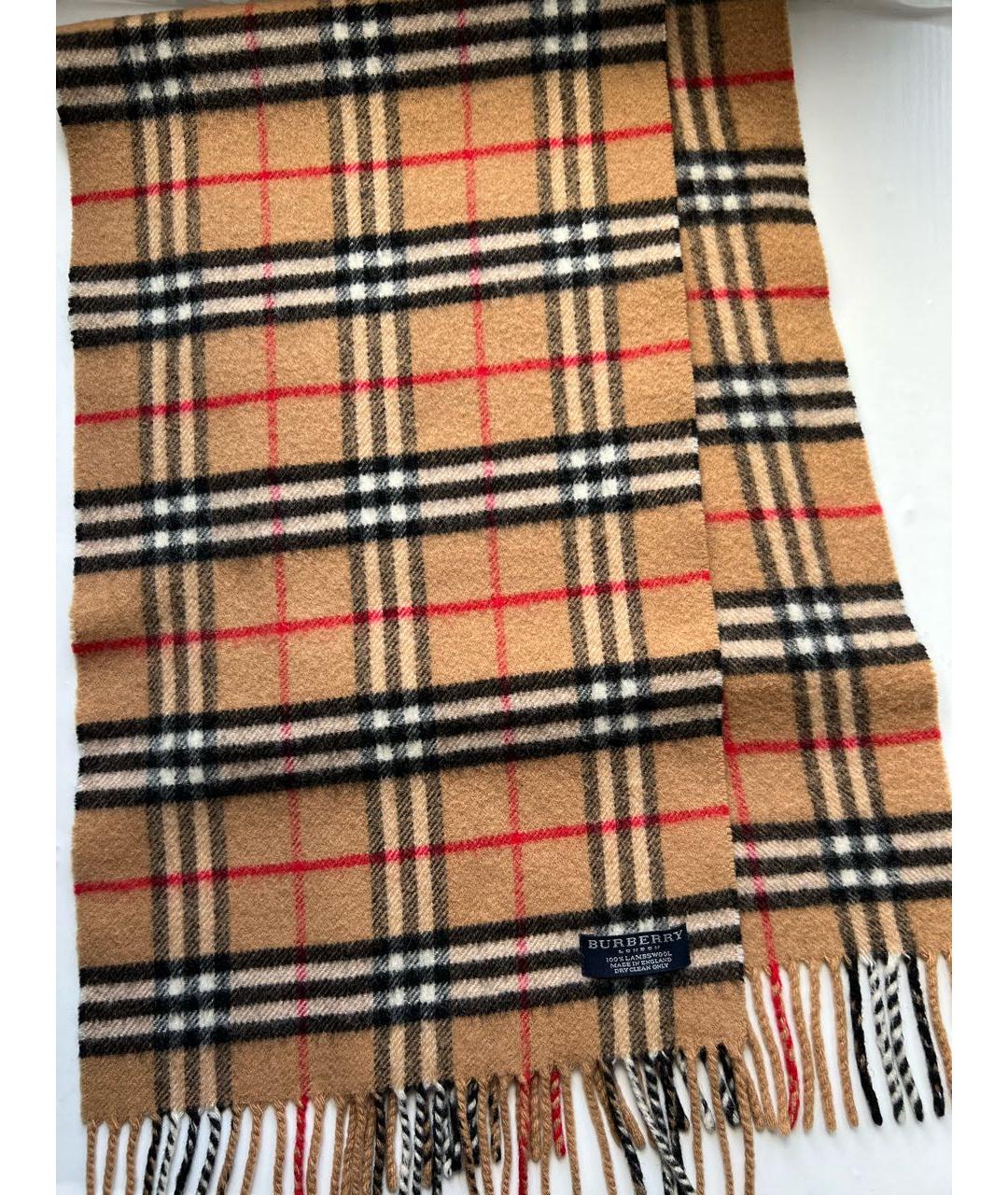 BURBERRY Коричневый шерстяной шарф, фото 2