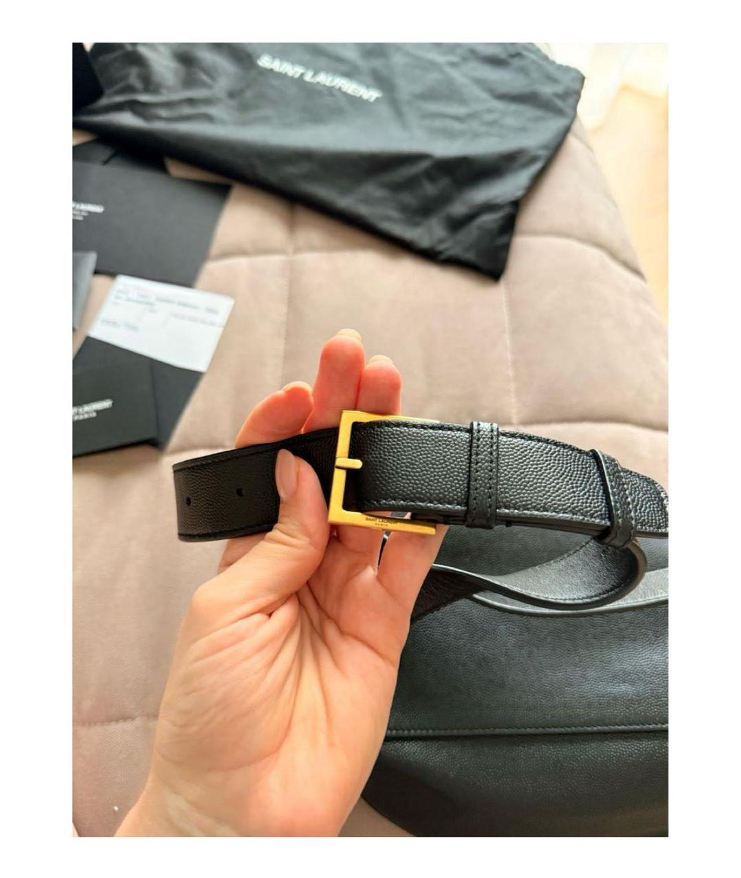 SAINT LAURENT Черная кожаная поясная сумка, фото 3