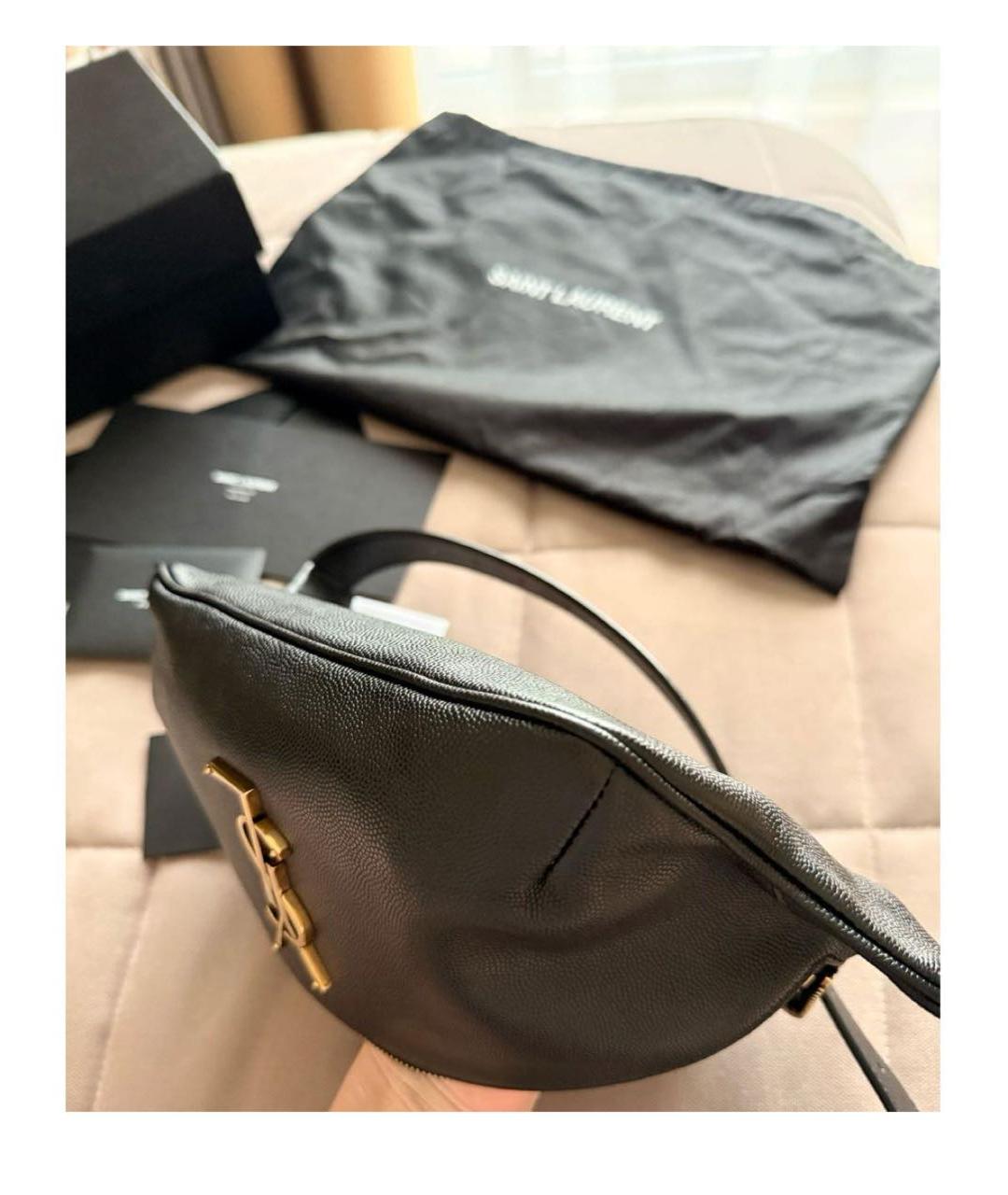 SAINT LAURENT Черная кожаная поясная сумка, фото 4