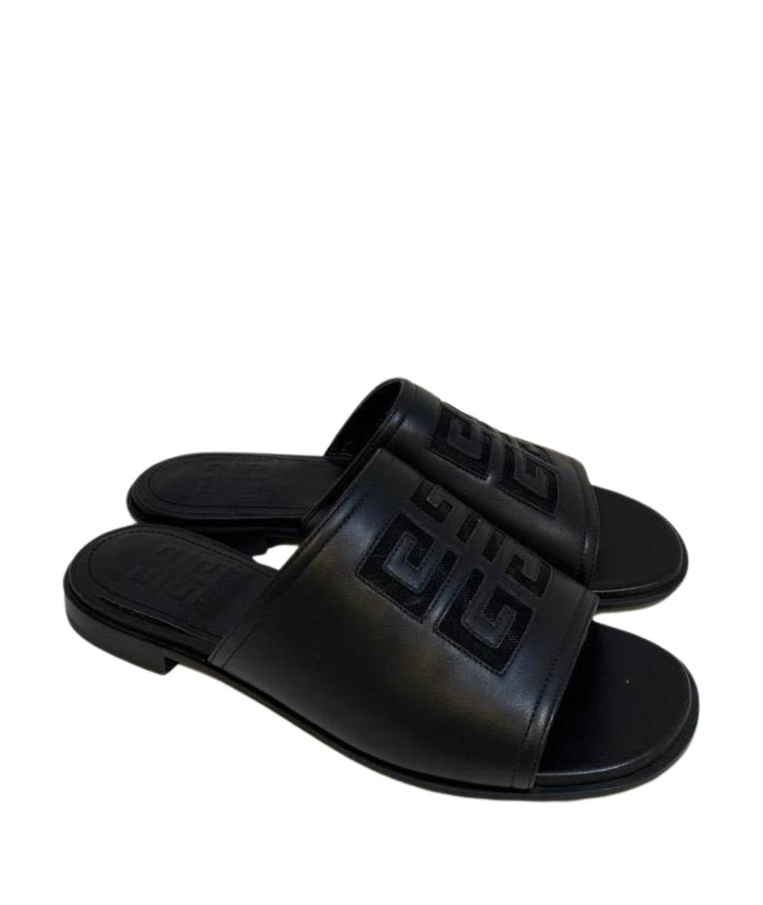 GIVENCHY Черные кожаные шлепанцы, фото 1