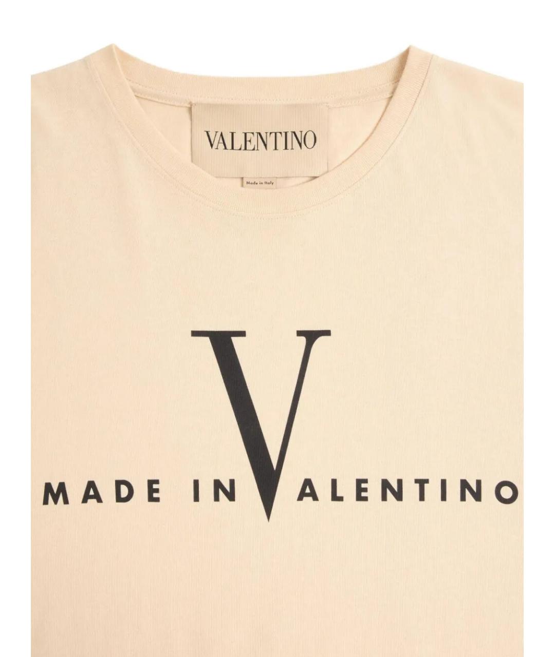 VALENTINO Бежевая хлопковая футболка, фото 3