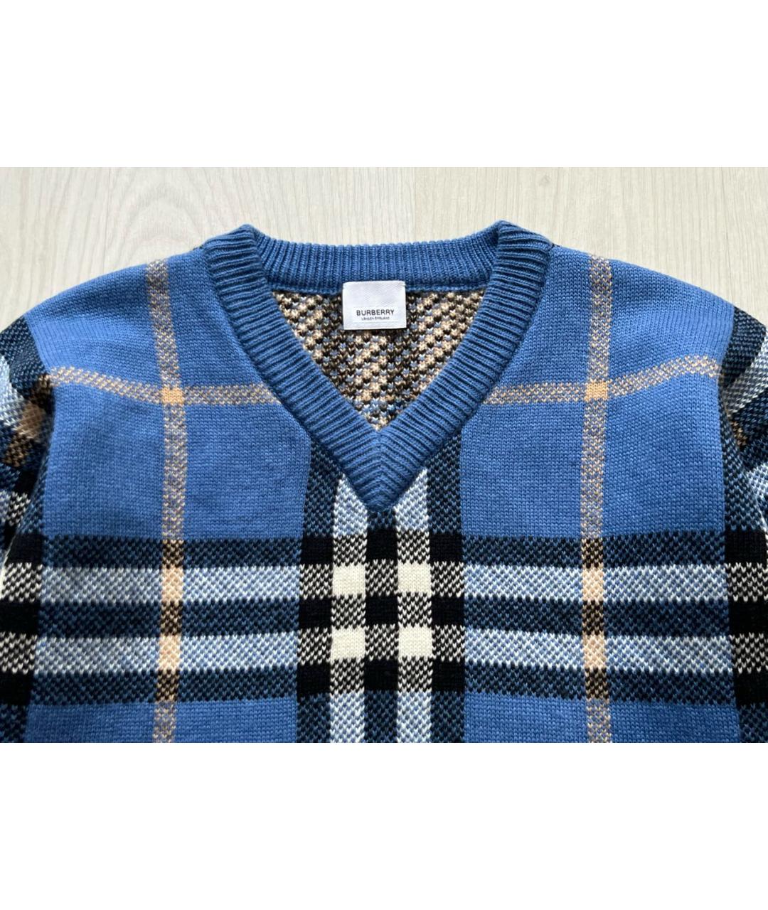 BURBERRY Синий шерстяной джемпер / свитер, фото 3