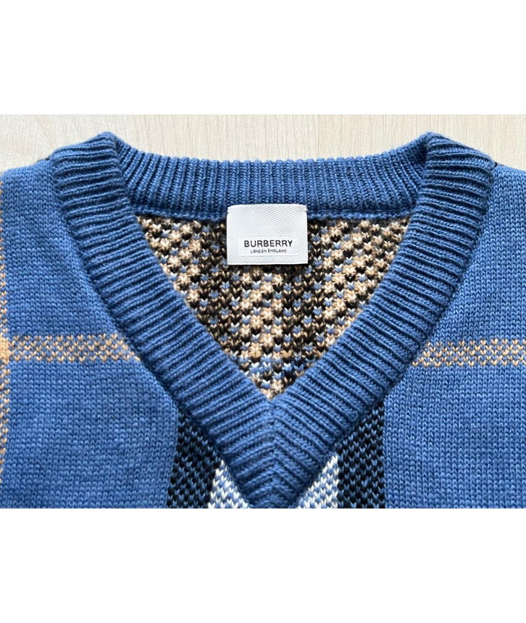 BURBERRY Синий шерстяной джемпер / свитер, фото 5