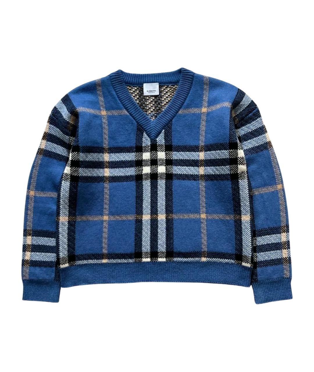 BURBERRY Синий шерстяной джемпер / свитер, фото 1