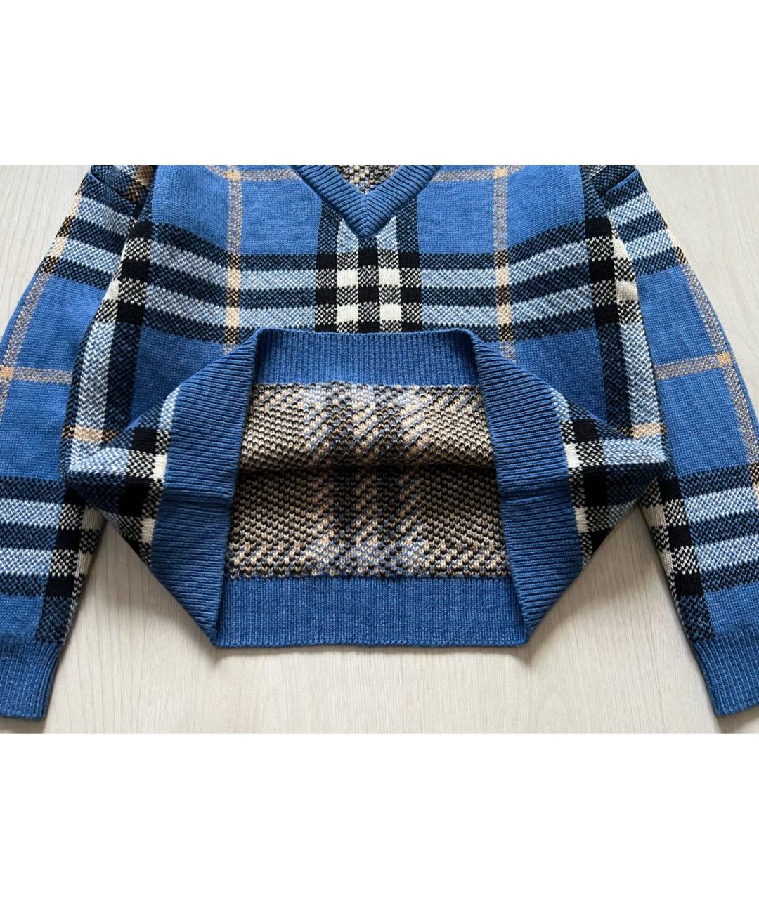 BURBERRY Синий шерстяной джемпер / свитер, фото 4
