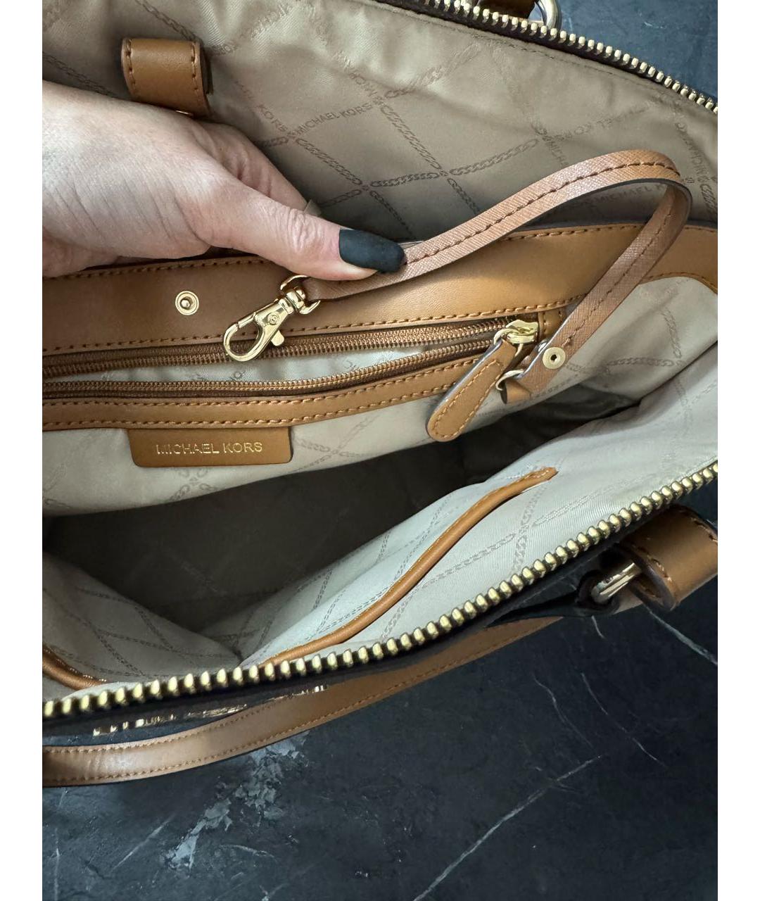 MICHAEL KORS Коричневая кожаная сумка с короткими ручками, фото 7