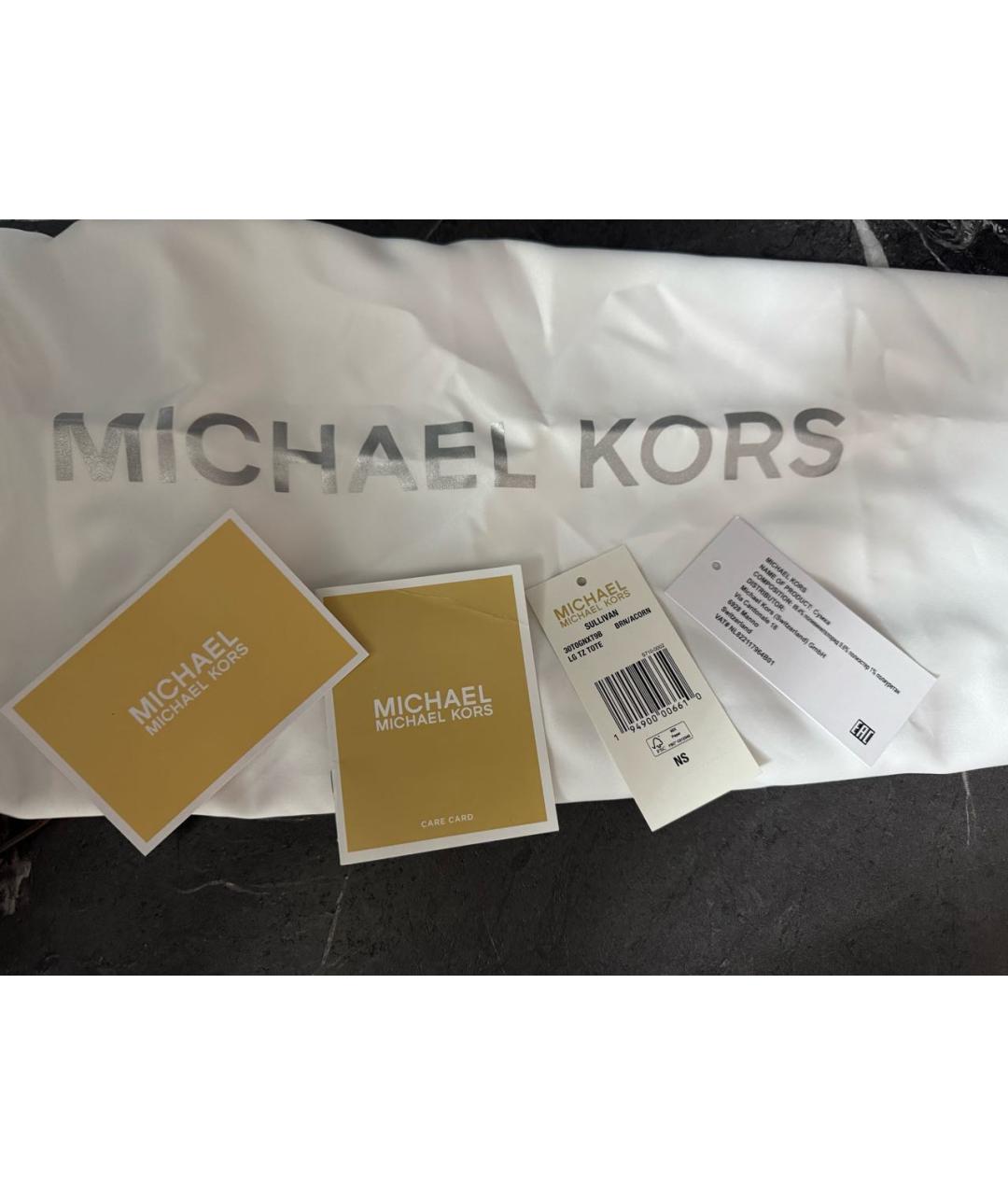 MICHAEL KORS Коричневая кожаная сумка с короткими ручками, фото 5