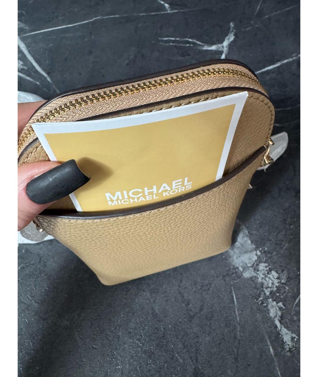 MICHAEL KORS Бежевая кожаная сумка тоут, фото 6