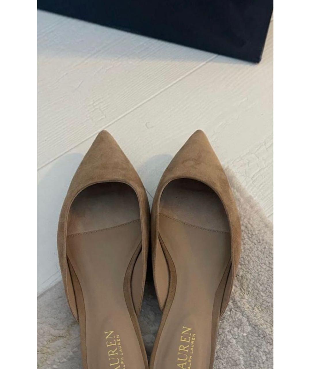 RALPH LAUREN Бежевые замшевые мюли, фото 2