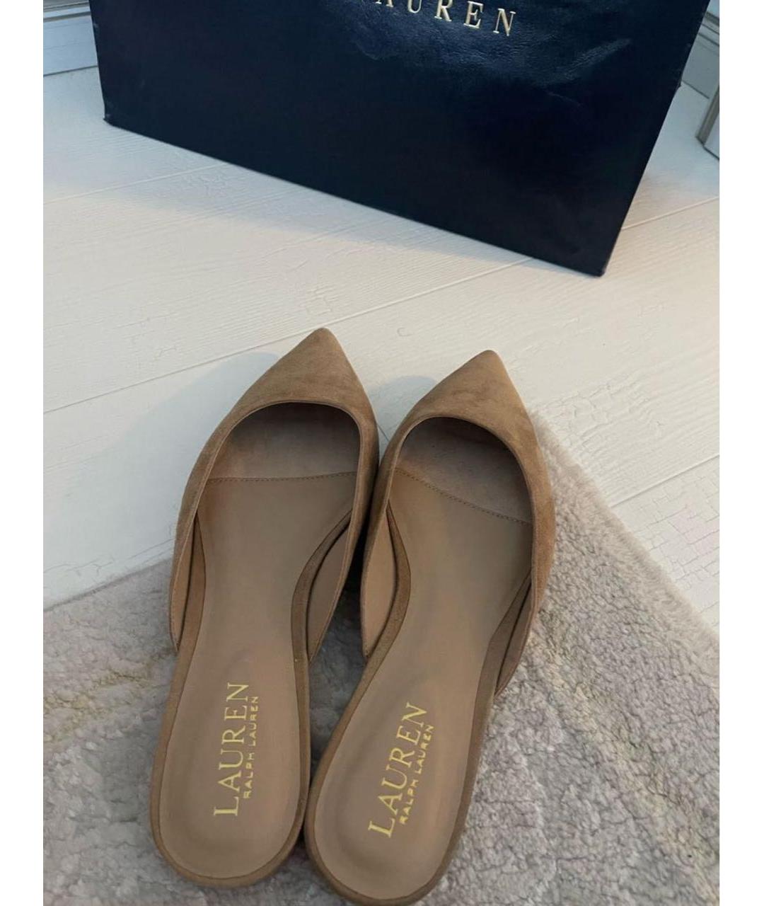 RALPH LAUREN Бежевые замшевые мюли, фото 3