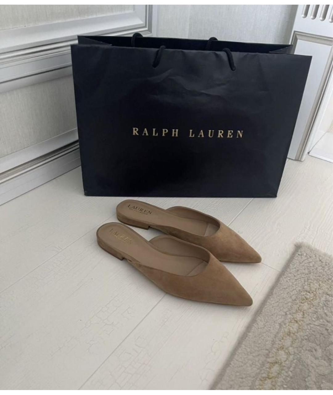 RALPH LAUREN Бежевые замшевые мюли, фото 4