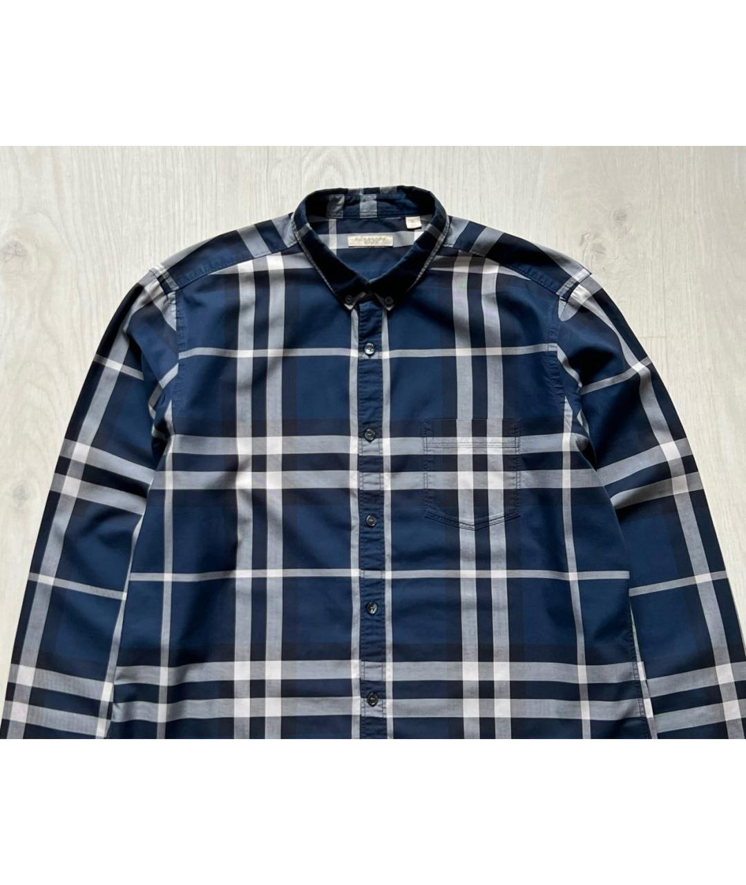 BURBERRY Синяя хлопковая кэжуал рубашка, фото 3