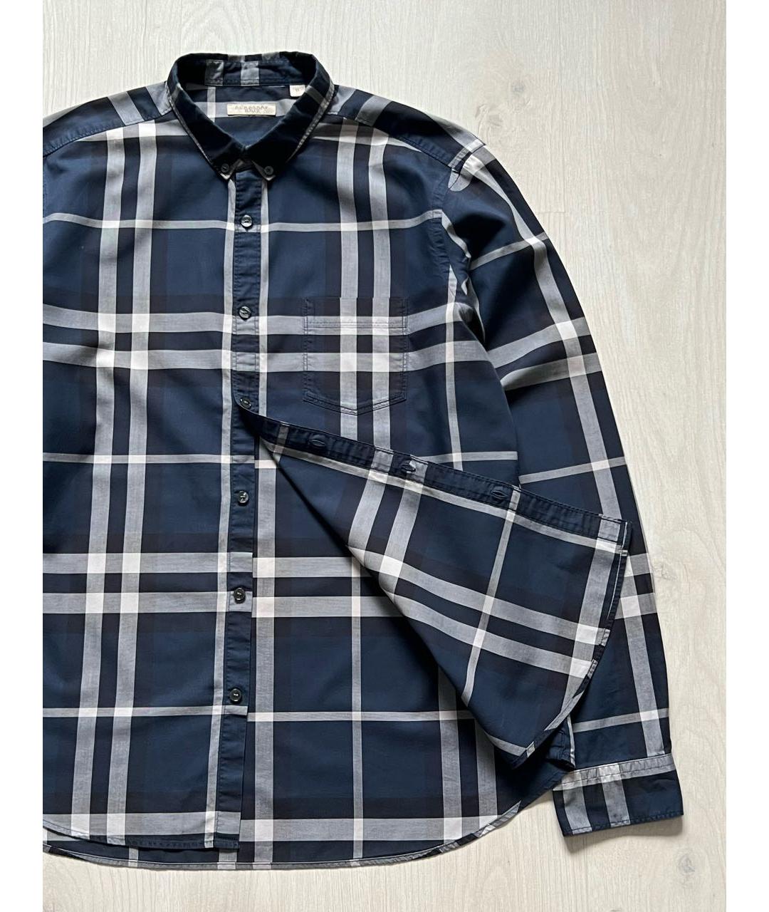 BURBERRY Синяя хлопковая кэжуал рубашка, фото 4