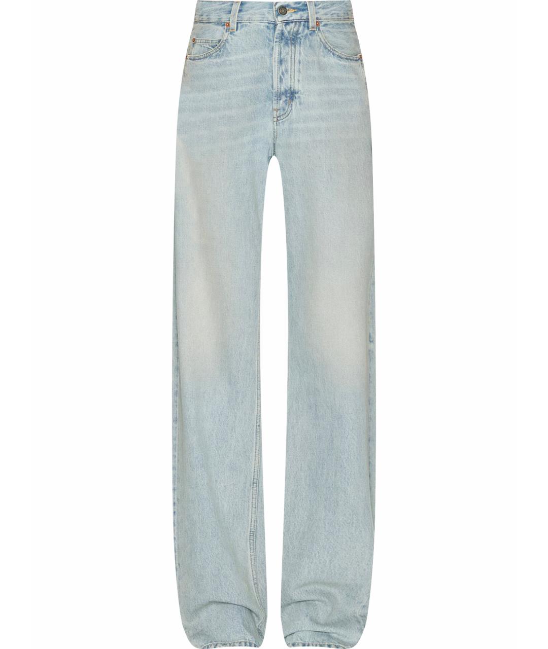 SAINT LAURENT Голубые хлопковые прямые джинсы, фото 1