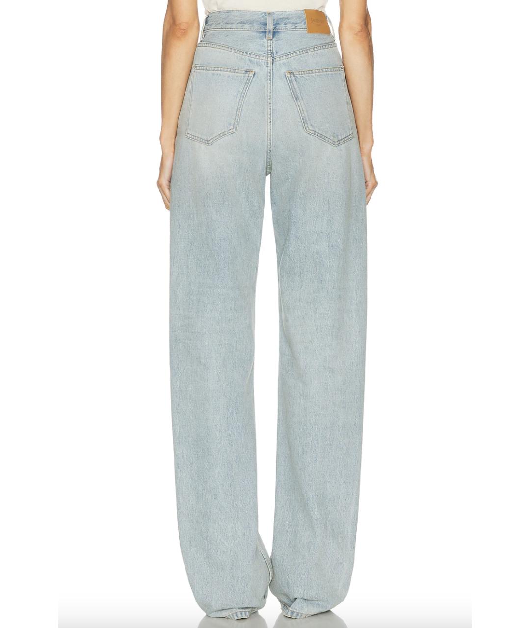 SAINT LAURENT Голубые хлопковые прямые джинсы, фото 3