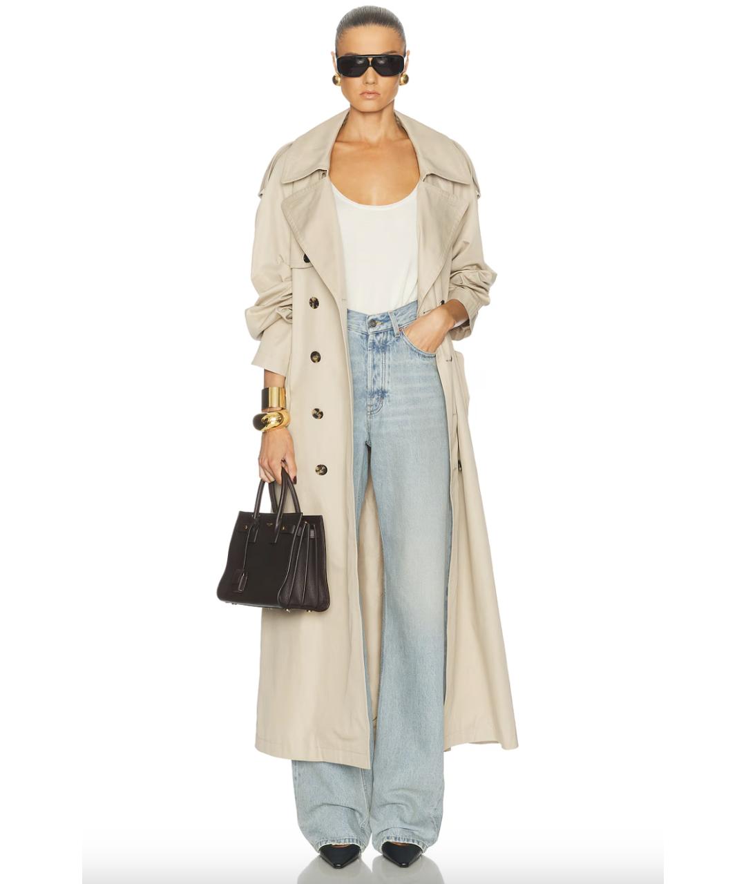 SAINT LAURENT Голубые хлопковые прямые джинсы, фото 4