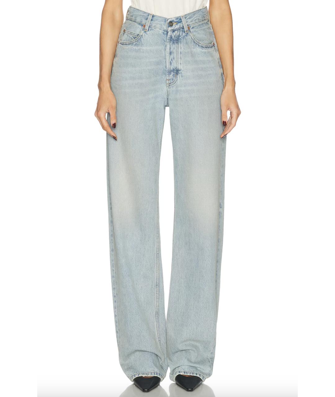 SAINT LAURENT Голубые хлопковые прямые джинсы, фото 5