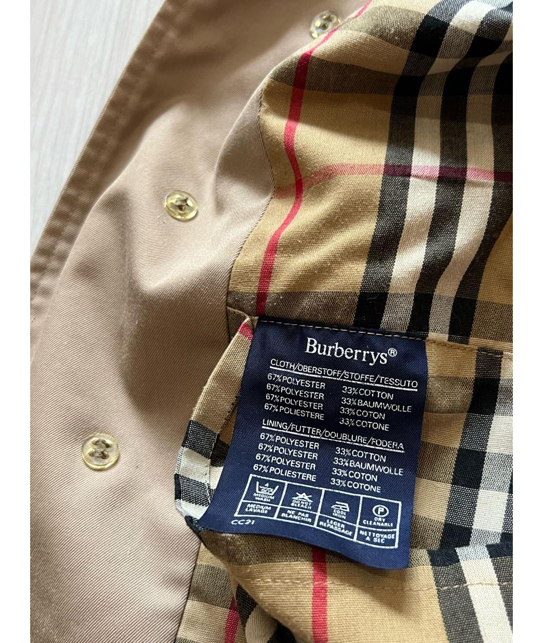 BURBERRY Бежевый полиэстеровый тренч / плащ, фото 7