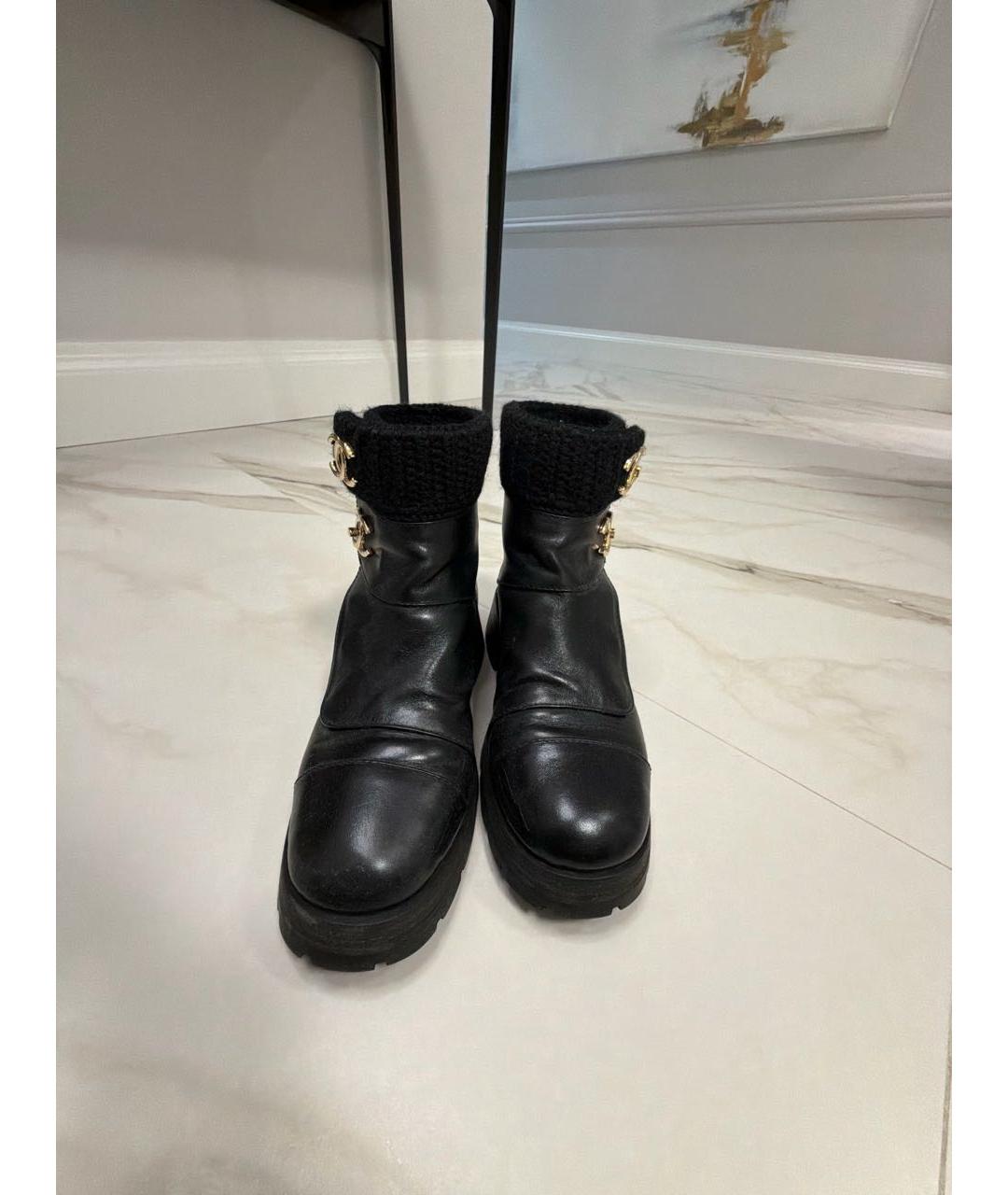 CHANEL Черные кожаные ботинки, фото 2