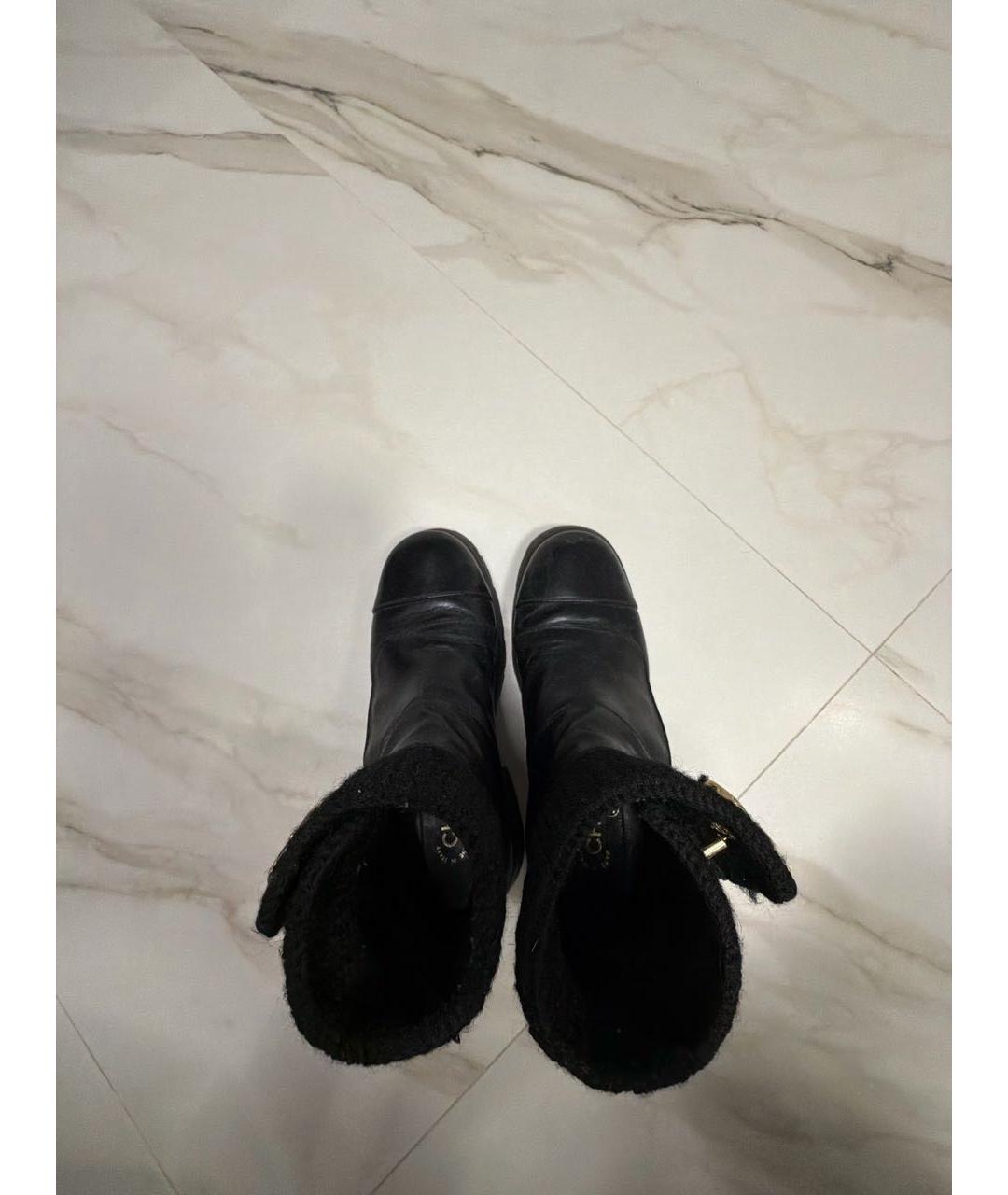 CHANEL Черные кожаные ботинки, фото 3