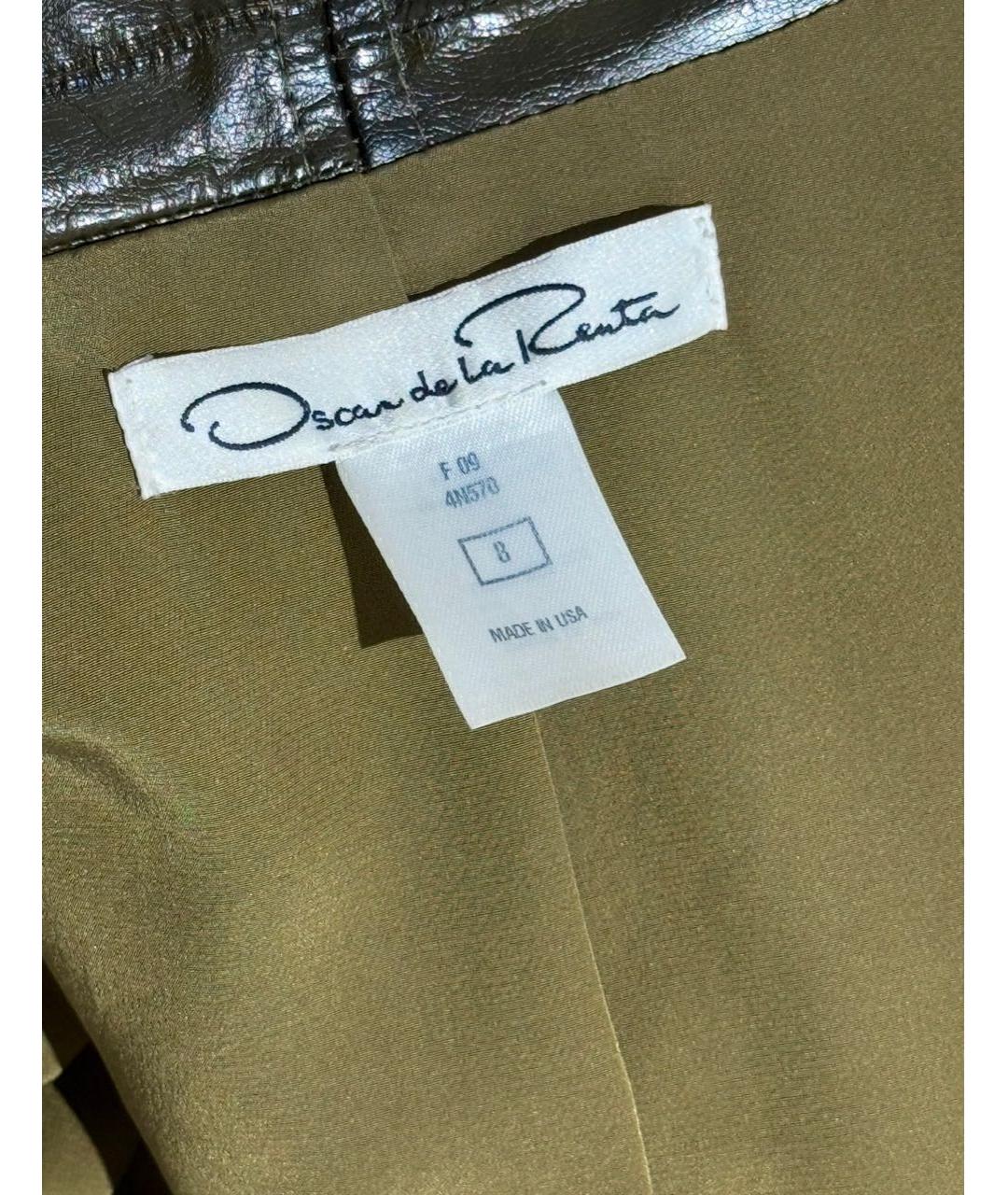 OSCAR DE LA RENTA Хаки кожаная куртка, фото 3