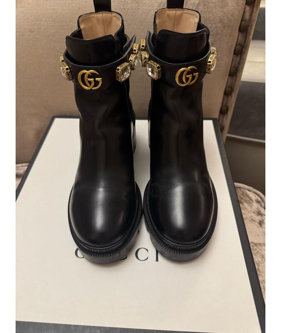 GUCCI Черные кожаные ботинки, фото 2