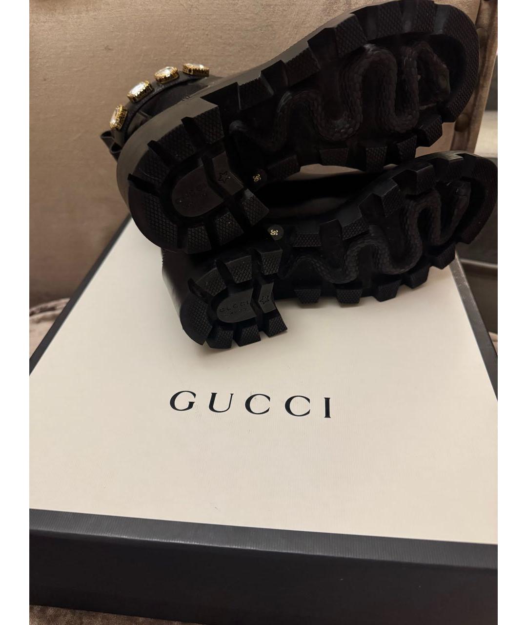 GUCCI Черные кожаные ботинки, фото 4