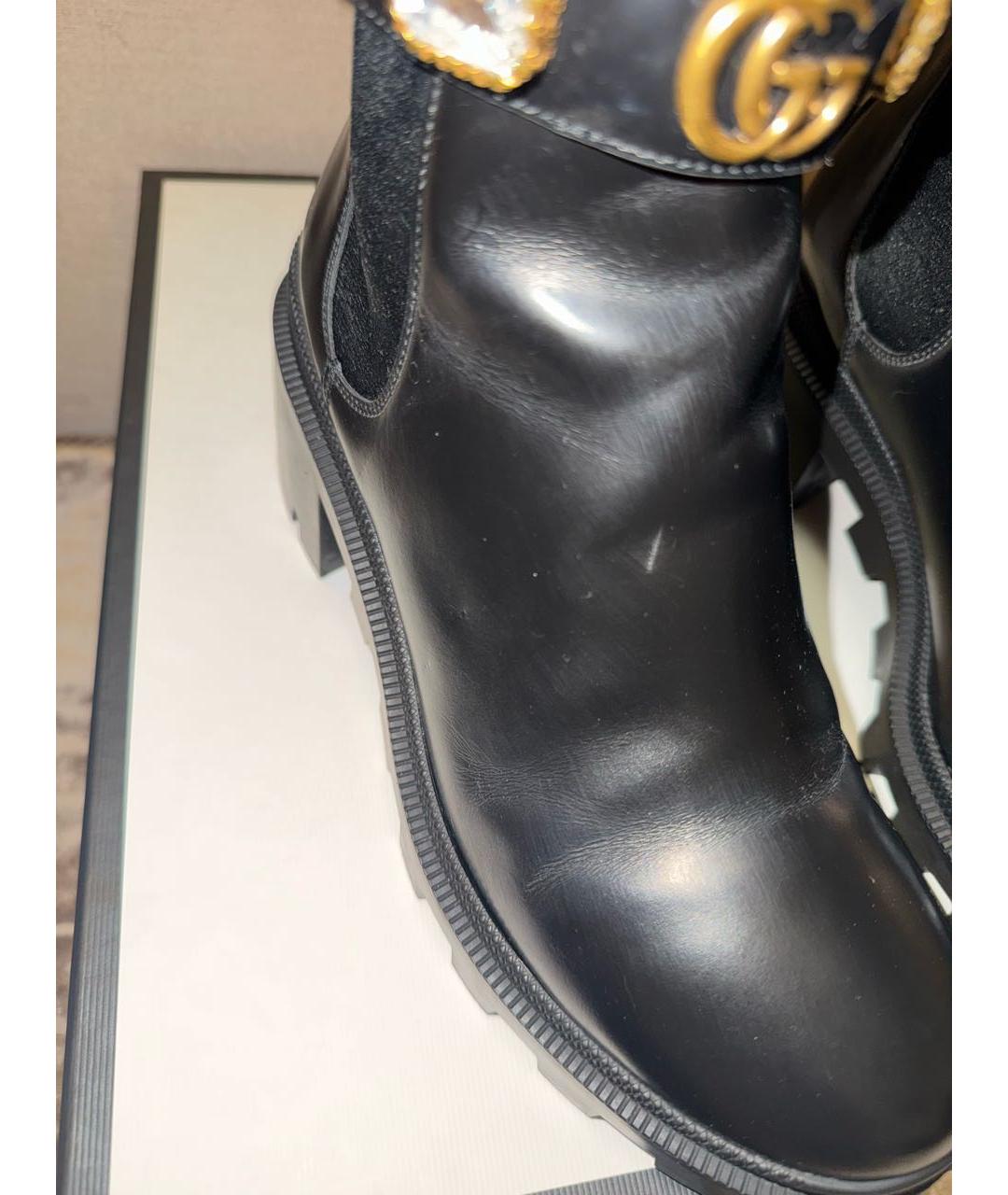 GUCCI Черные кожаные ботинки, фото 5