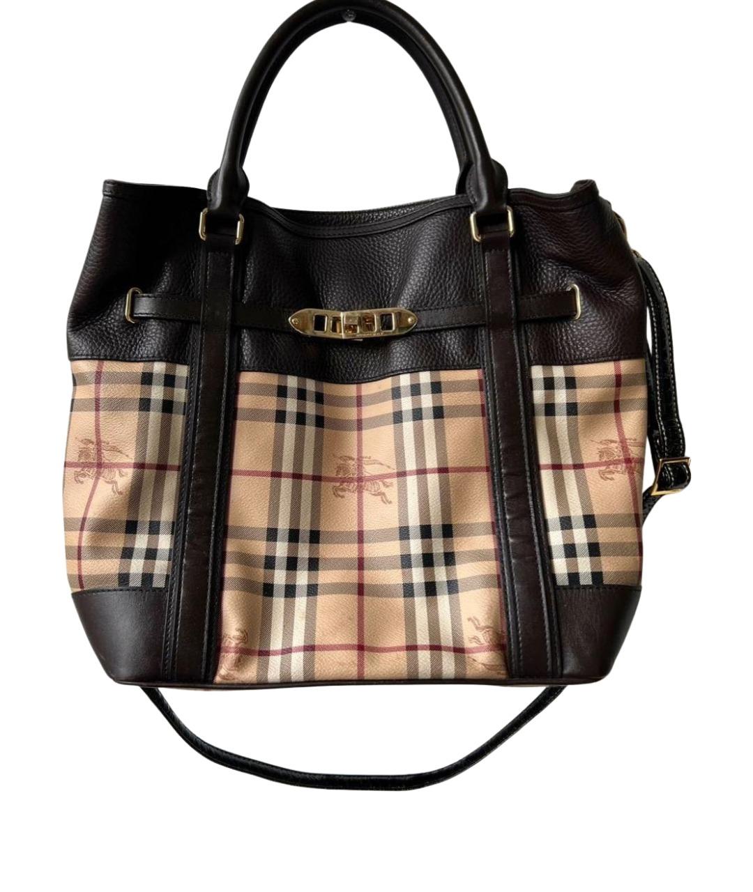 BURBERRY Коричневая кожаная сумка с короткими ручками, фото 1