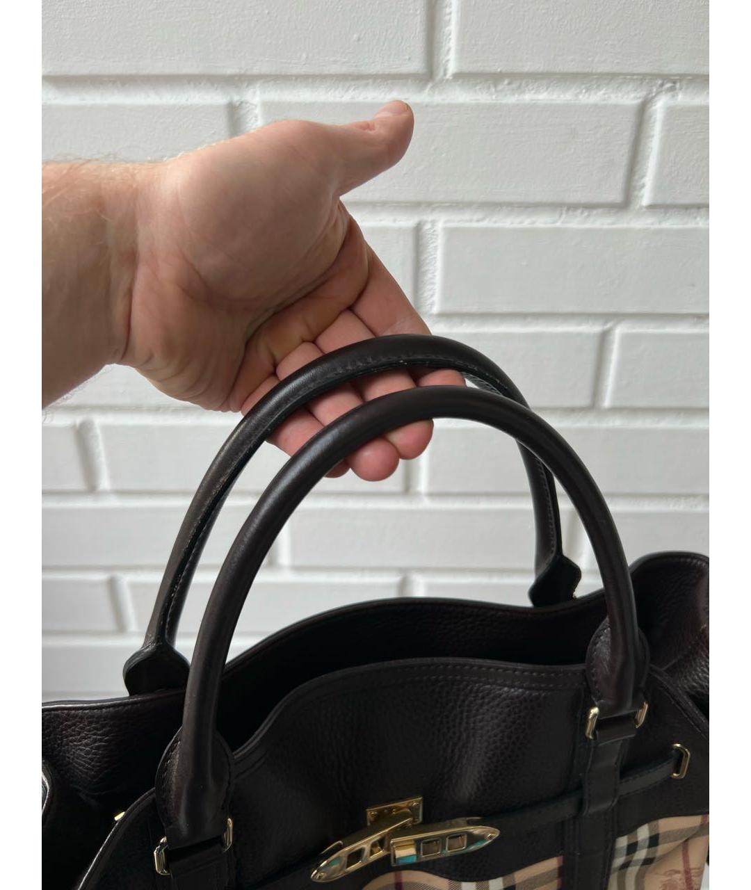 BURBERRY Коричневая кожаная сумка с короткими ручками, фото 7