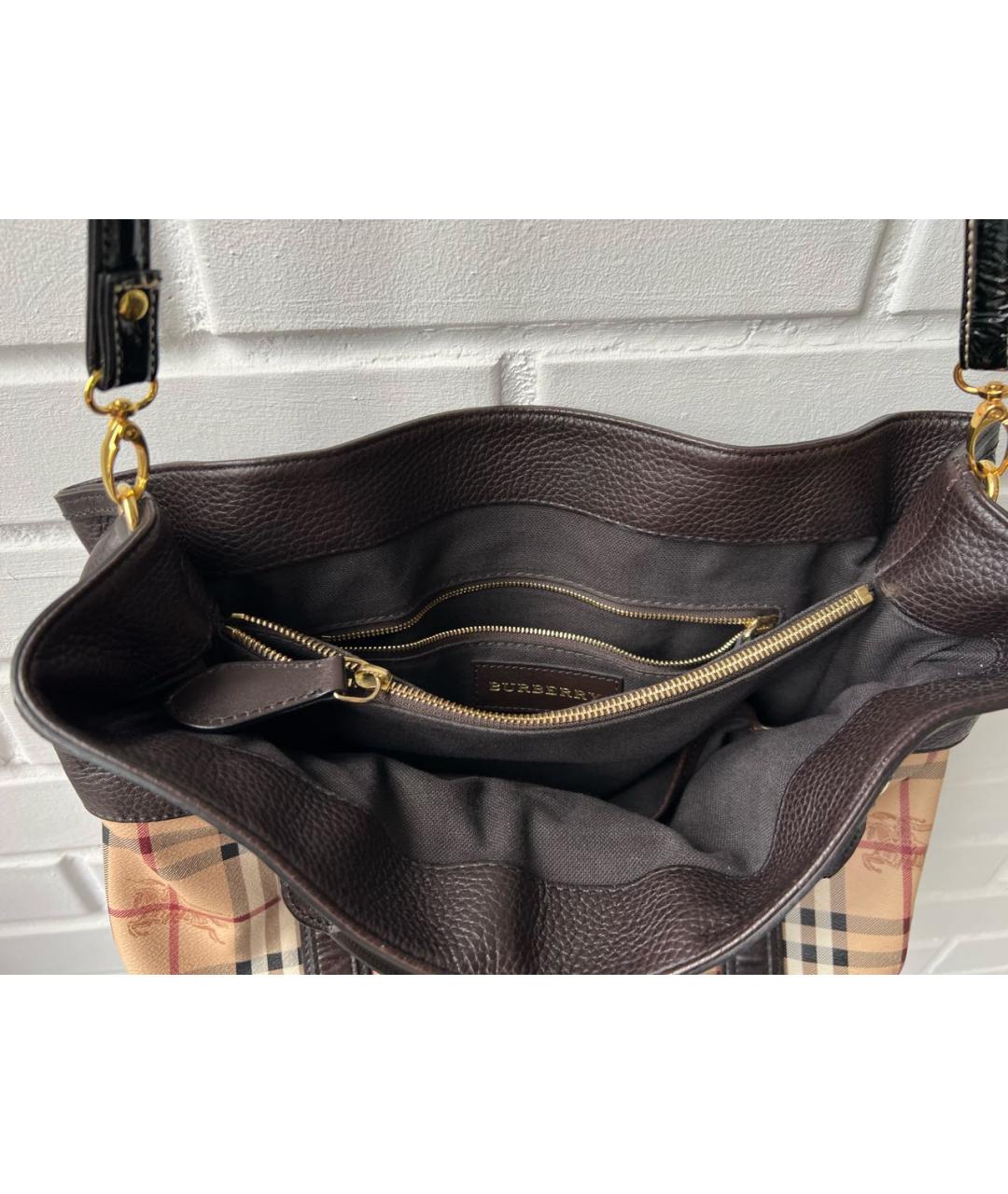 BURBERRY Коричневая кожаная сумка с короткими ручками, фото 6