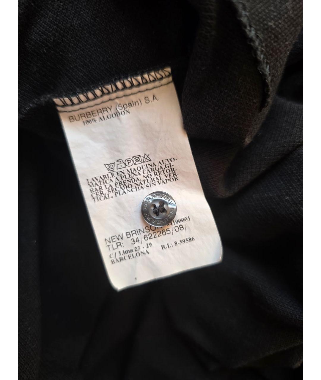 BURBERRY Черное хлопковое поло с коротким рукавом, фото 6