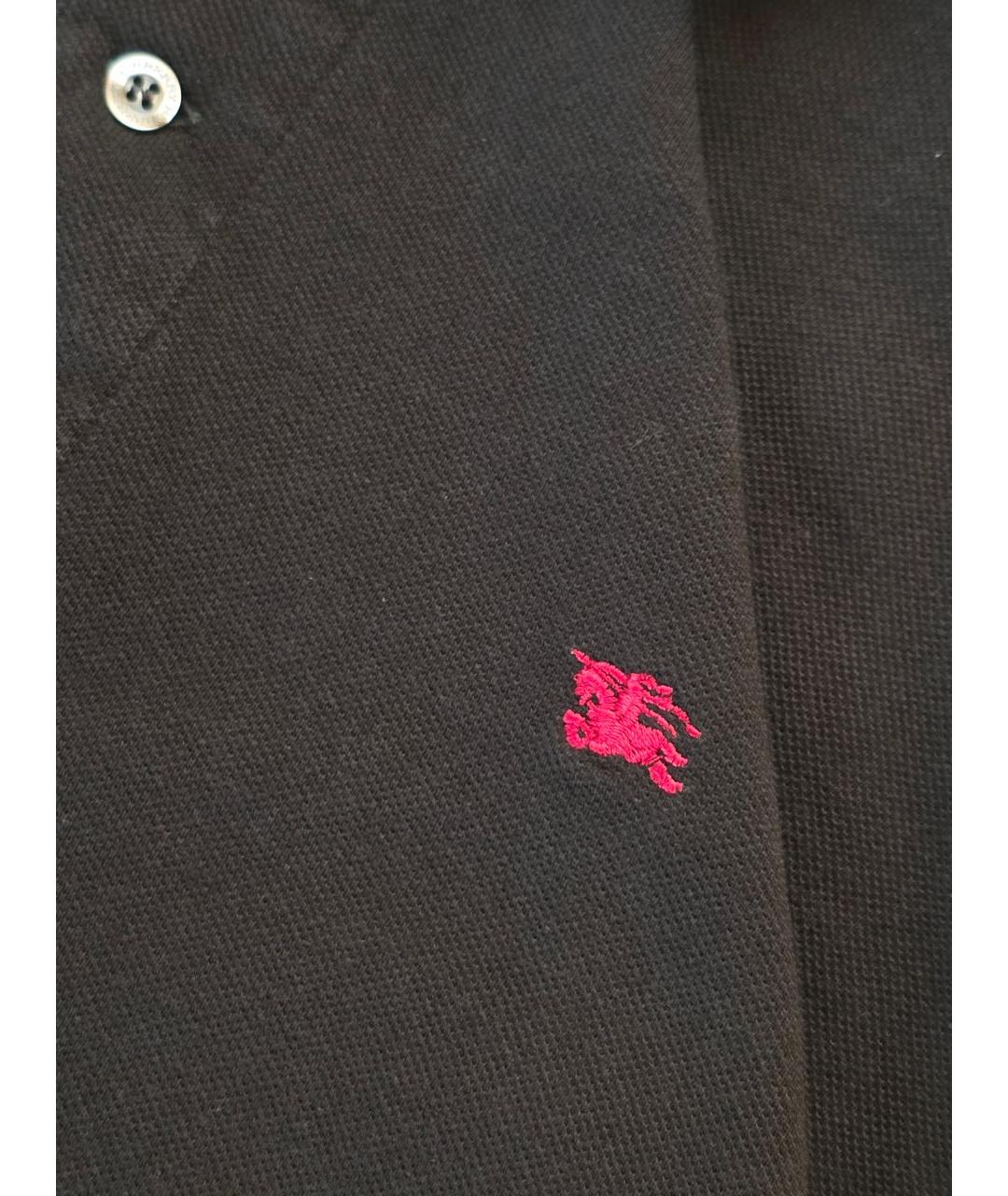 BURBERRY Черное хлопковое поло с коротким рукавом, фото 3