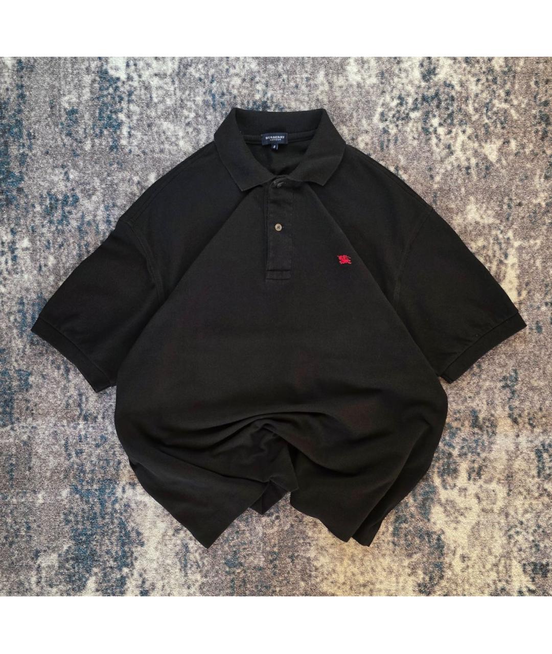 BURBERRY Черное хлопковое поло с коротким рукавом, фото 7