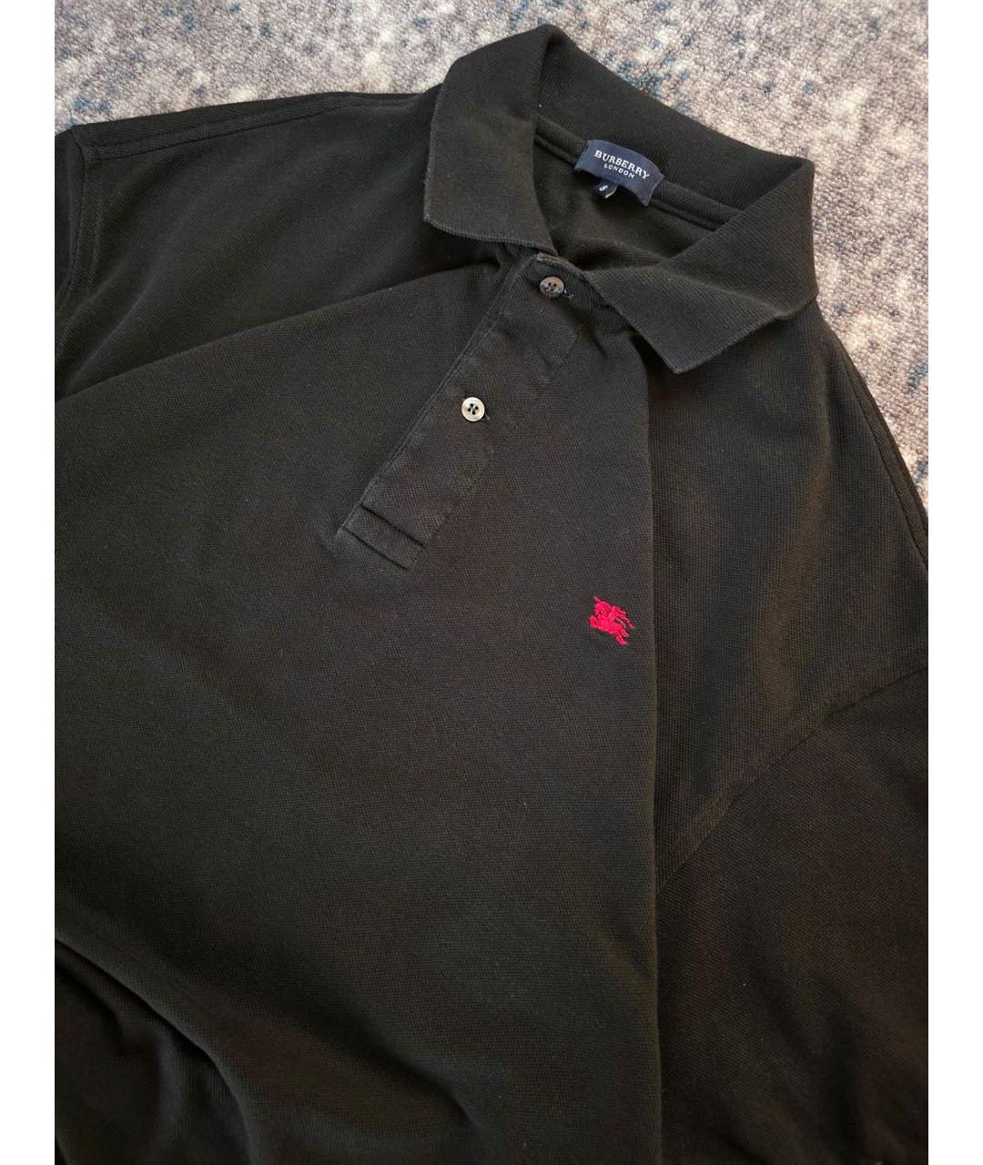 BURBERRY Черное хлопковое поло с коротким рукавом, фото 2