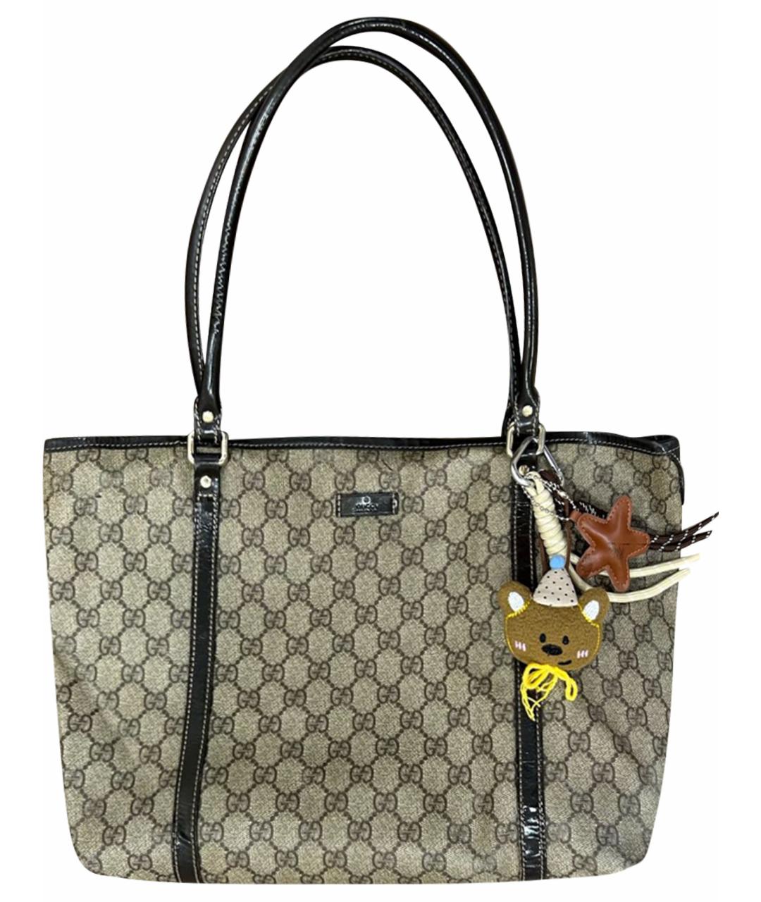 GUCCI Коричневая кожаная сумка с короткими ручками, фото 1