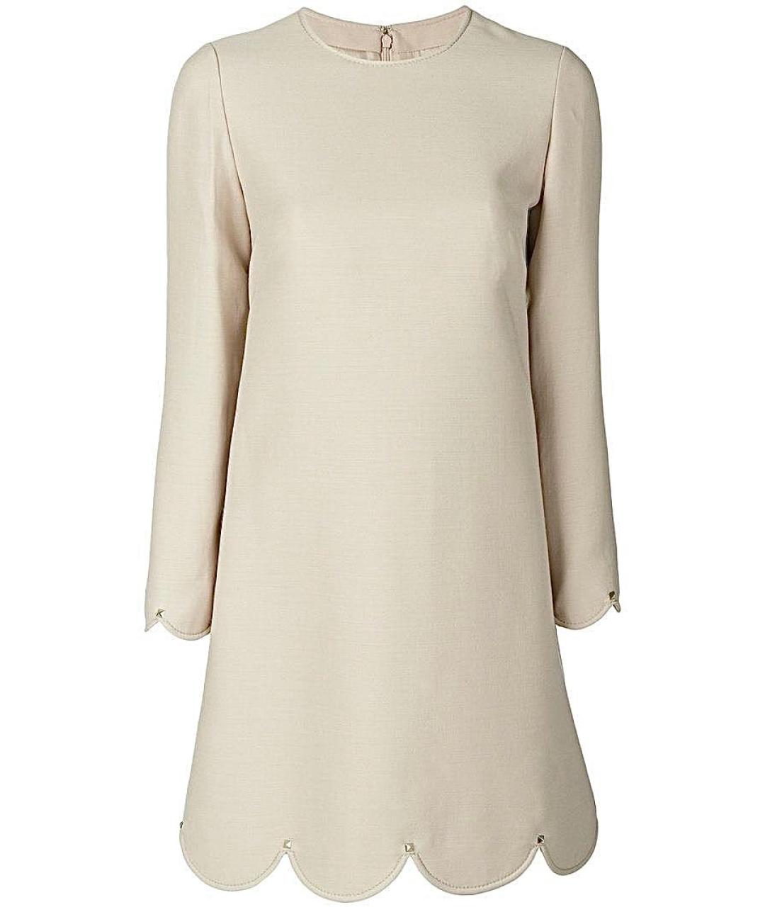 VALENTINO Бежевое шерстяное повседневное платье, фото 1