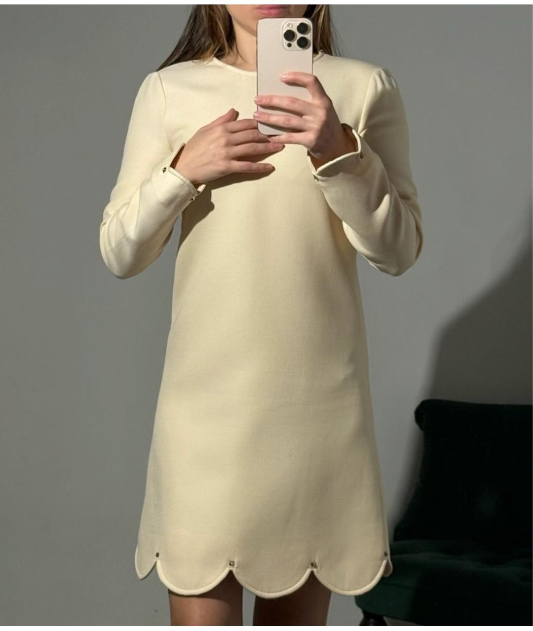 VALENTINO Бежевое шерстяное повседневное платье, фото 5