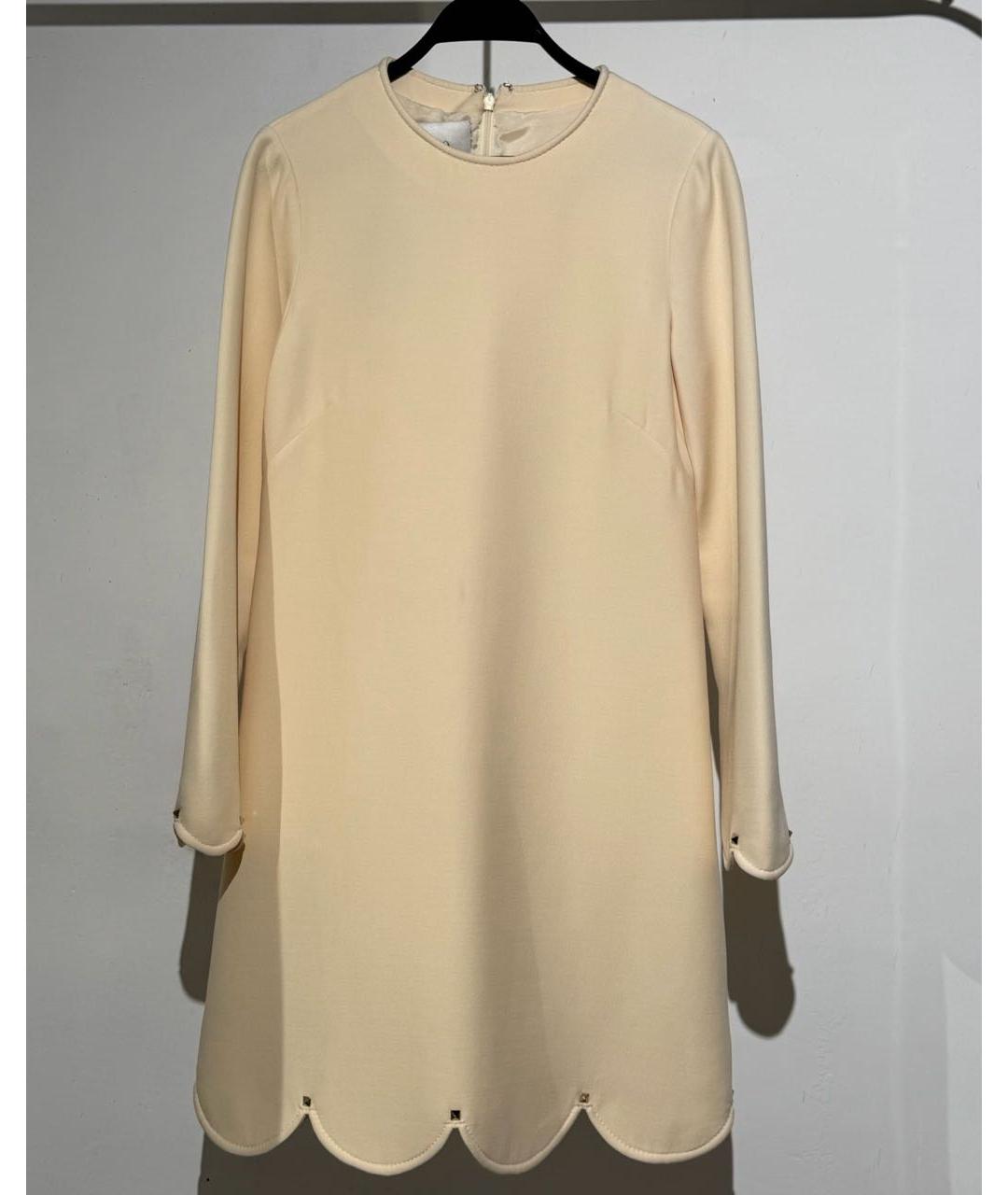 VALENTINO Бежевое шерстяное повседневное платье, фото 6