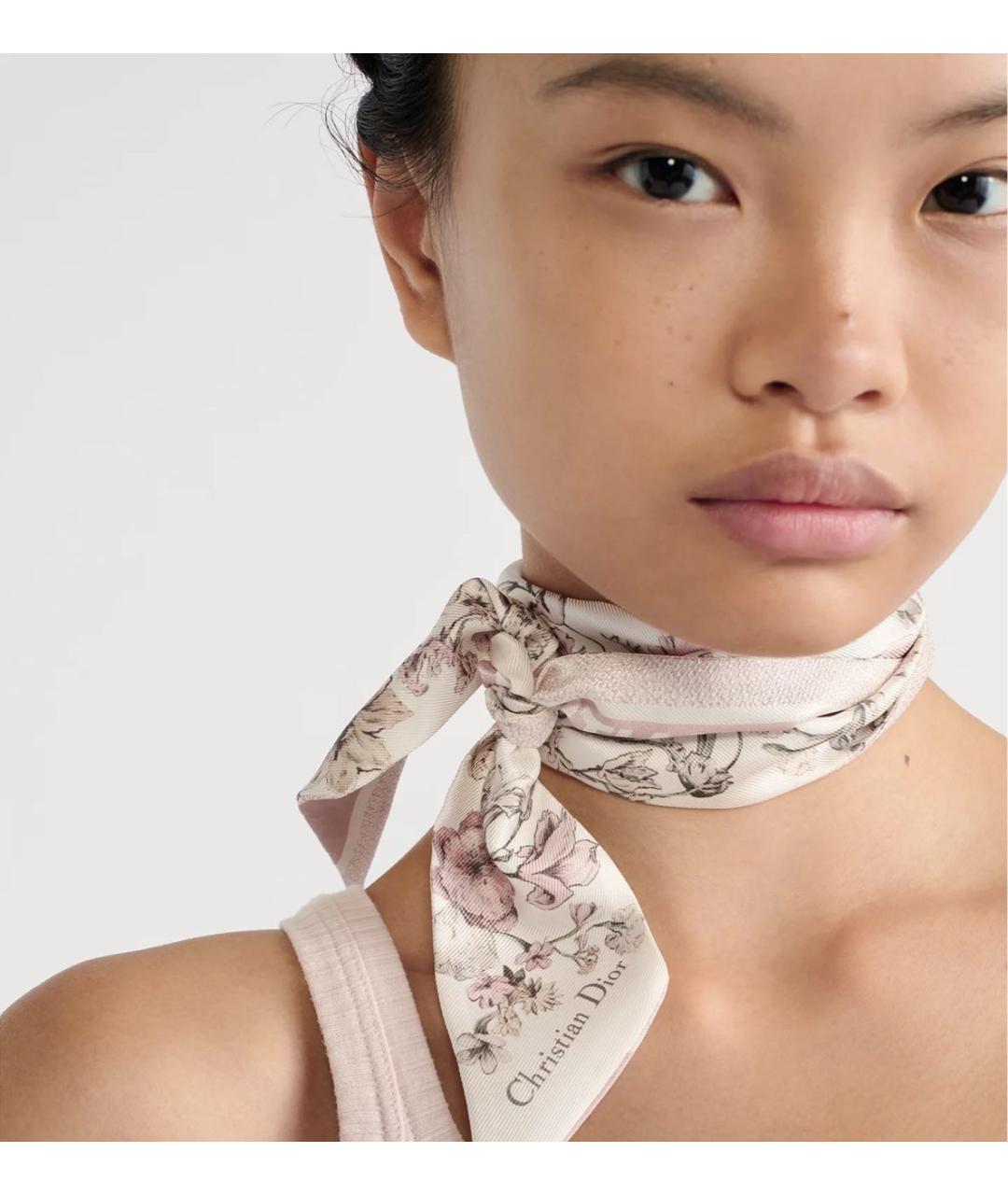 CHRISTIAN DIOR Белый шелковый платок, фото 2