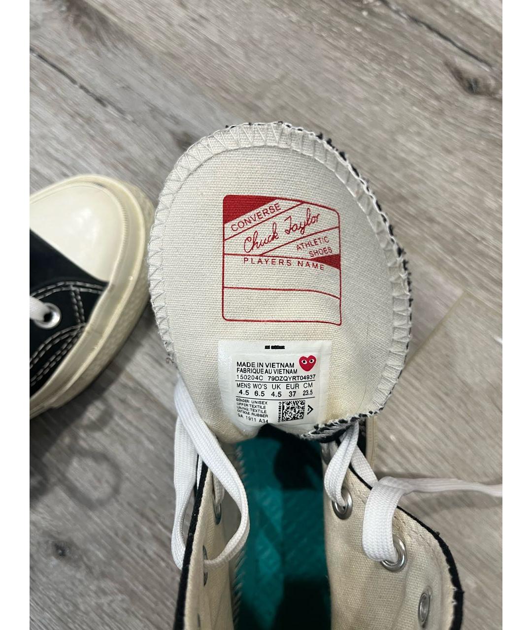 COMME DES GARÇONS PLAY Черные текстильные кеды, фото 3