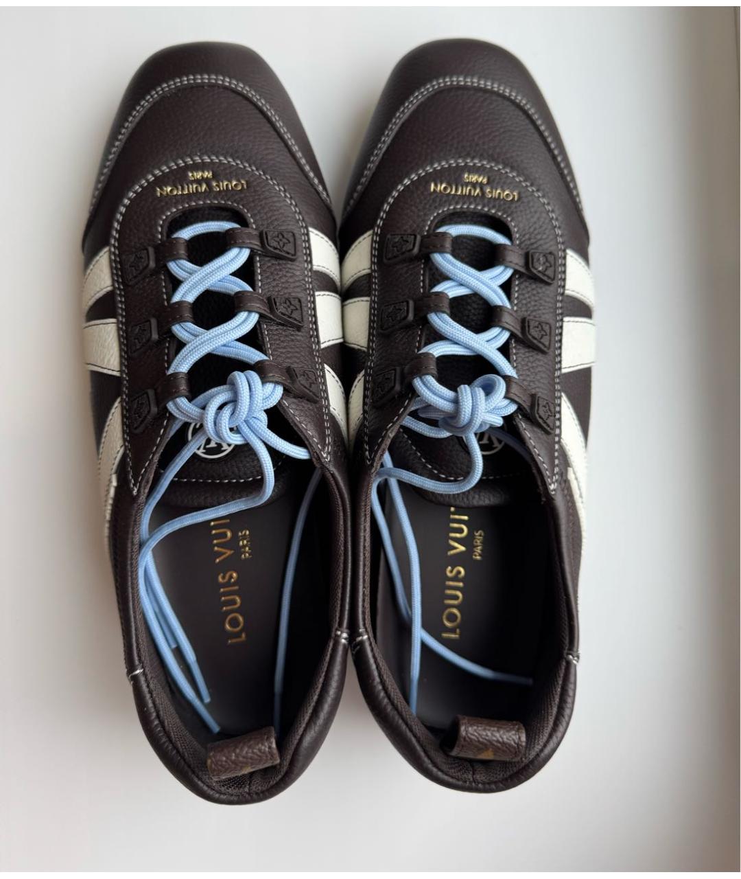 LOUIS VUITTON Коричневые кожаные кроссовки, фото 4