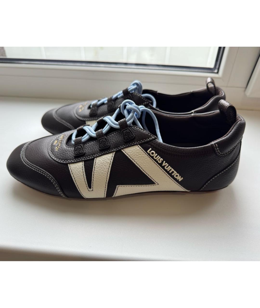 LOUIS VUITTON Коричневые кожаные кроссовки, фото 6