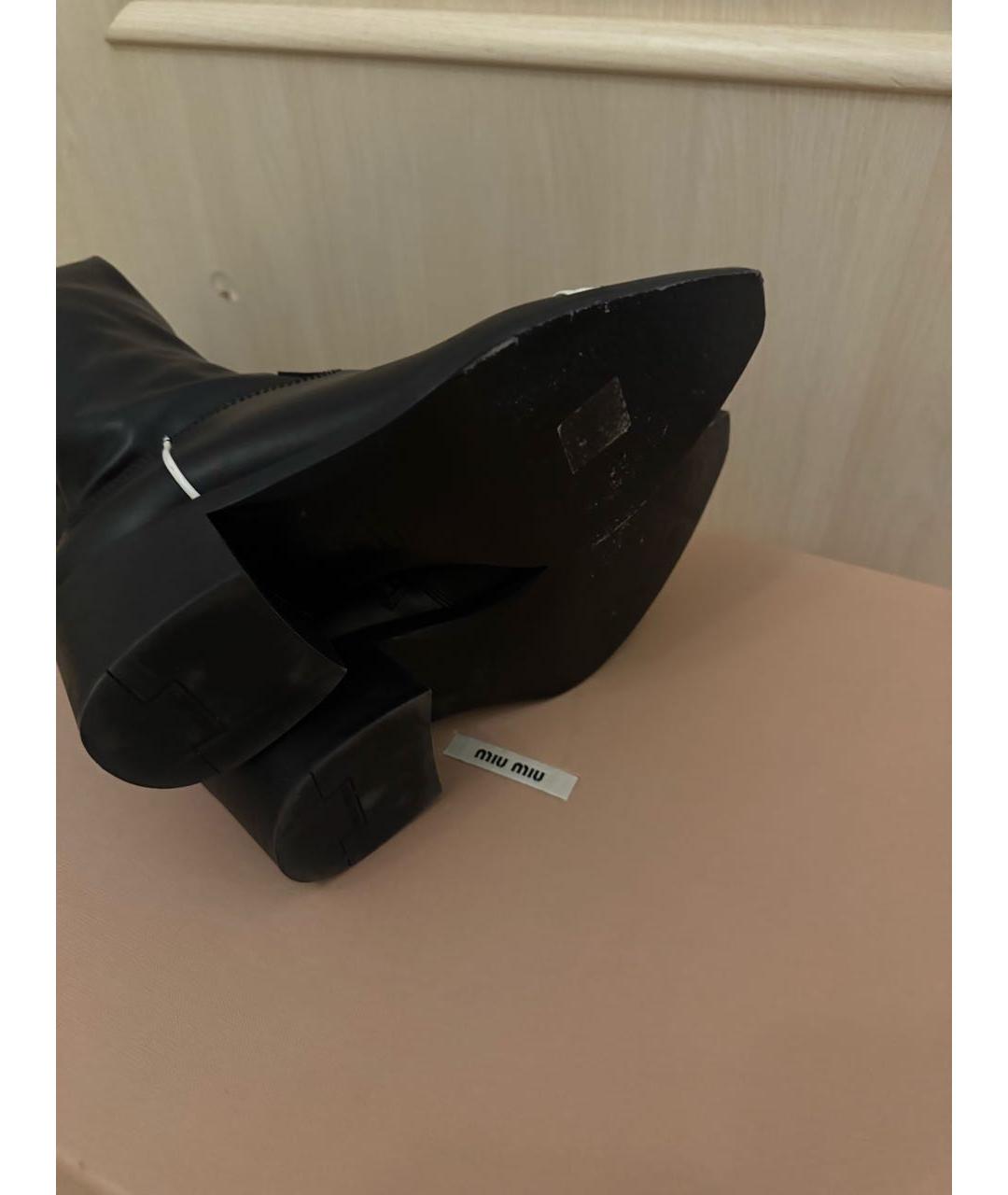 MIU MIU Черные кожаные ботфорты, фото 4