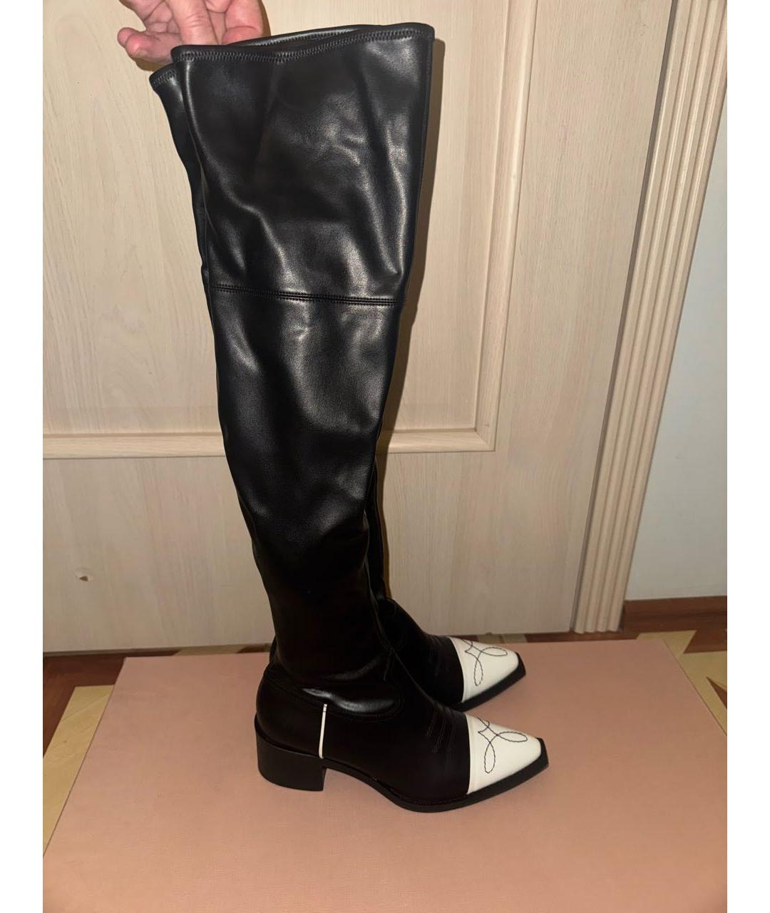 MIU MIU Черные кожаные ботфорты, фото 5